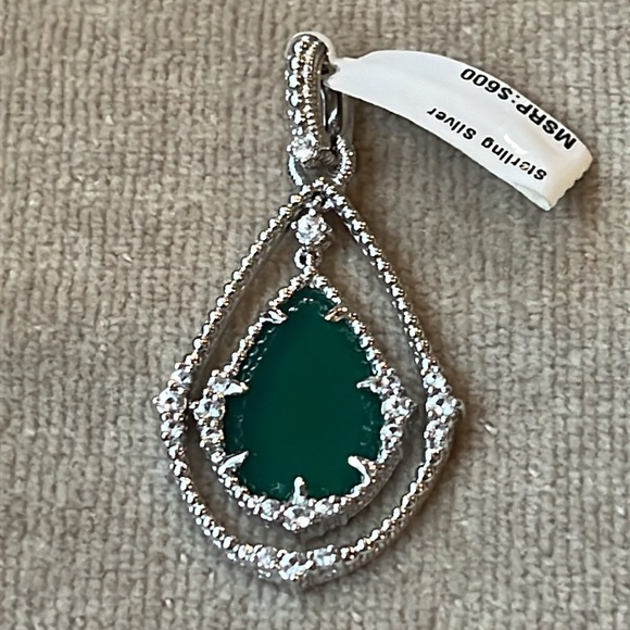 Judith Ripka JR TWO Sterling, Chalcedony & White Saphire Enhancer Pendant NWT - Picture 9 of 10